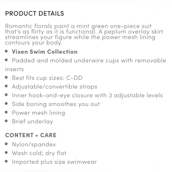 Torrid Push-up Molded Cup Peplum Swimsuit 6 Floral Multi way Retro Pinup - Picture 10 of 11